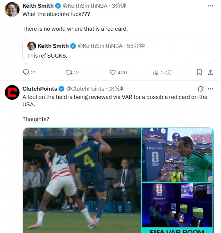 巴洛贡踩踏脚踝染红 美记怒喷:这TM也红牌?哈特不解 巴洛贡踩踏脚踝染红 美记怒喷:这TM也红牌?哈特不解