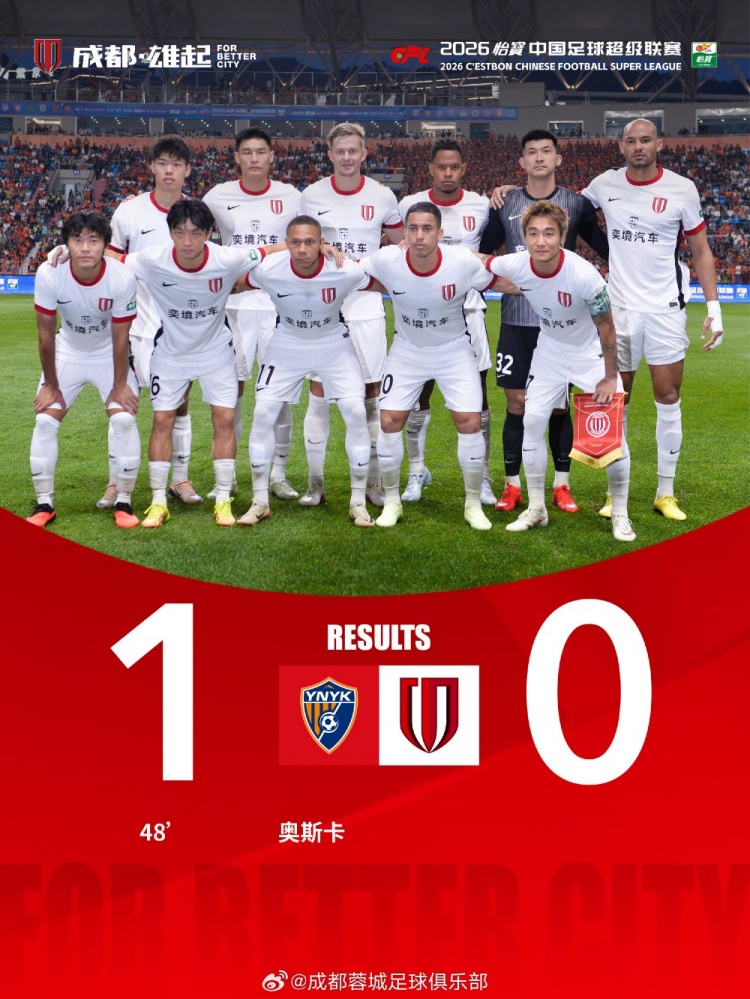 蓉城客场0-1云南玉昆 韦林顿·席尔瓦进球被吹越位 蓉城客场0-1云南玉昆 韦林顿·席尔瓦进球被吹越位